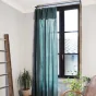Rideau ajustable + 8 anneaux pince gaze de coton 140 x 300 cm Bleu canard