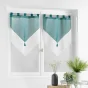 Paire pompon passants 2 x 60 x 160 cm voile double sable duetto Petrole/blanc