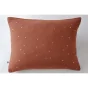 Taie d'oreiller gaze de coton brodée fil or 50 x 70 cm Gaia Chic Terracotta