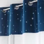 Voilage grande hauteur a oeillets 140 x 280 cm Velours phosphorescent Moonlight Bleu