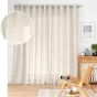 Lot de 2  Voilage à œillets pour baie vitrée 400 x 240 cm voile tissé Carlin Beige