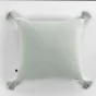 coussin déhoussable avec pompons 40 x 40 cm gaze de coton unie gaïa eucalyptus
