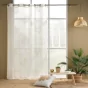 Voilage à Œillets grande hauteur - 140 x 280 cm - Voile Sable avec Appliqué Lotus