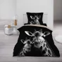 Pack parure de couette 140 x 200 cm 100% coton Coumba + drap housse 90 x 190 cm Noir