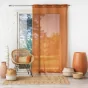 Voilage a oeillets 140 x 240 cm voile sable + bandes en jute Terracotta