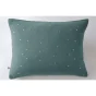 Taie d'oreiller gaze de coton brodée fil or 50 x 70 cm Gaia Chic Bleu canard