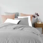 Drap housse 2 personnes 140 x 190 x 30 cm Linette coton lavé  57 fils Gris