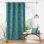 Rideau grande hauteur 140 x 280 cm polyester imprime appliqué Sakura Emeraude