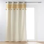 Rideau a oeillets 140 x 240 cm polycoton+ pompons Isalina Jaune