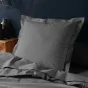 Taie d'oreiller 63 x 63 cm uni 57 fils lina  +point bourdon Anthracite