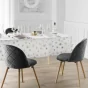 Nappe rectangle 140 x 240 cm microfibre imprimee metallisee astrelia Blanc/or