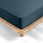 Drap housse 1 personne 90 x 190 cm percale uni 78 fils percaline Bleu Nuit