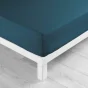 Drap housse 2 personnes 140 x 200 cm uni 57 fils lina Bleu