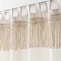 Lot de 2 Rideaux à Passants 140 X 240 Cm Polycoton Uni et Top Macrame, Samaya