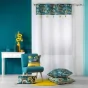 Panneau a oeillets 140 x 240 cm voile sable+top imprime+pompon bohoflora Bleu