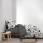 Parure de Lit Scarlett Gris 240 x 220 cm + Drap-Housse 140x190 cm Blanc
