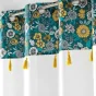 Panneau a oeillets 140 x 240 cm voile sable+top imprime+pompon bohoflora Bleu