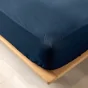 Drap housse Queen size 160 x 200 x 30 cm coton bio 57 fils Biolina Bleu nuit