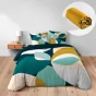 Pack Housse de Couette 240 x 220 cm en Coton + 2 Taies et Drap Housse Curry 140x190 cm
