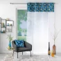 Panneau a oeillets 140 x 280 cm voile sable+top velours imp or clairine Bleu
