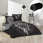 Pack parure de couette 260x240 cm Ista + drap housse 160x200 Noir
