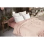 Housse de couette double gaze de coton 240x220 cm 4 taies Rose/Blanc