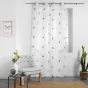 Voilage a oeillets 140 x 240 cm voile sablé brodé Ariella Blanc/gris