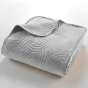 Couvre-lit Velours Uni Solange - 220 x 240 cm - Gris + 2 housses de coussins 60x60 cm
