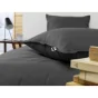 Drap housse flanelle chaude 160 x 200 cm Bonnet 30 cm  + 2 taies 63 x 63 Anthracite