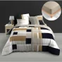 Pack Housse de Couette 260 x 240 cm en Percale +Drap Housse Beige 160x200 Ulysse