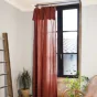 Lot de 2  Rideaux ajustables + 8 anneaux pince gaze de coton luxe 140 x 300 cm Gaia Terracotta