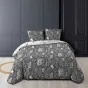 Housse de couette réversible 260 x 240 cm 100% coton + 2 taies Suzanne Anthracite