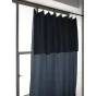 Rideau ajustable + 8 anneaux pince gaze de coton Luxe 140 x 300 cm Gaia Bleu foncé