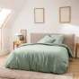 Parure de lit 3 pièces 240 x 220 cm en fils teints lavés unis – Meline Sauge (60 fils)