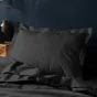 Taie d'oreiller 50 x 70 cm uni 57 fils lina  +point bourdon Noir