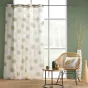 Rideau a oeillets 140 x 240 cm polycoton imprime metallise lotus Vert