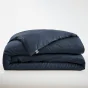 Pack Housse de couette 240 x 220 cm bambou de satin 120 fils Salomé + Drap housse 140 x 190 cm Bleu nuit
