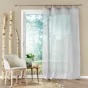 Voilage a oeillets bois 140 x 240 cm voile tissé Minalisa Gris