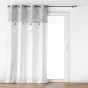 Lot de 2 rideaux a oeillets 140 x 240 cm poly-coton + pompons Flavie Gris