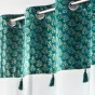 Voilage grande hauteur 140 x 280 cm voile sablé + haut velours Evie Bleu