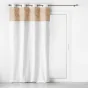 Lot de 2 Rideaux à oeillets 140 x 240 cm polycoton + jute imprimée Kalinda Blanc