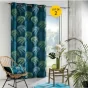 Lot de 2 rideaux 140x260 cm à oeillets Vegetal bleu