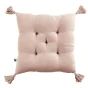 Assise matelassée 5 points avec pompons gaze de coton 40 x 40 cm guimauve Rose