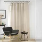 Rideau a passants+pompon blanc 140 x 240 cm polycoton uni cyrine Sans