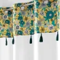 Panneau a oeillets 140 x 240 cm voile sable+top imprime+pompon bohoflora Jaune