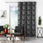Rideau a oeillets 140 x 280 cm jacquard floriss Noir