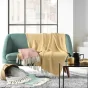 Plaid a franges 125 x 150 cm coton tisse louisette Jaune