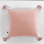 Coussin déhoussable avec pompons gaze de coton 40 x 40 cm gaïa rose pêche Rose