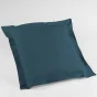Taie d'oreiller volant plat 63 x 63 cm uni 57 fils lina  +point bourdon Bleu nuit