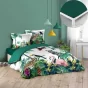 Pack parure de couette Exotica 240 x 220 cm + drap housse 140 x 190 x 30 cm Pétrole